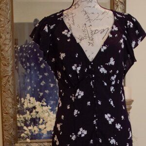 Casual Black and White Flowers dress